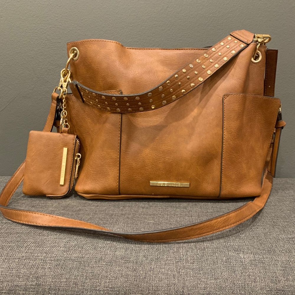 Like new Steve Madden cognac handbag, purse!